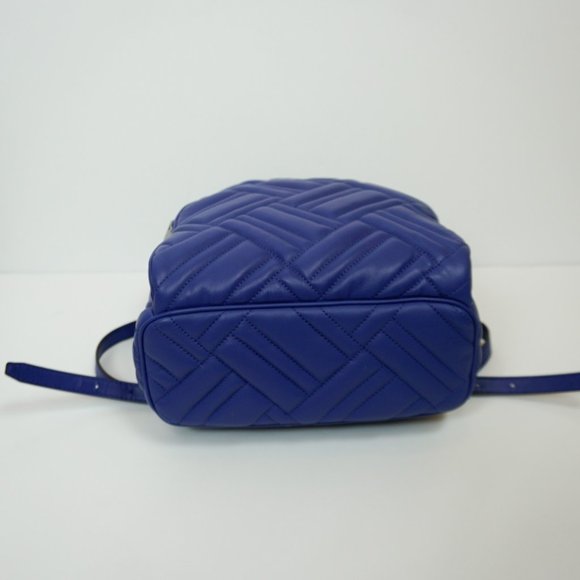Michael Kors Abbey Medium Backpack Quilted Soft Leather Blue - Picture 6 of 13